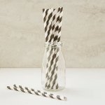 PPS3-24 Striped Paper Straw Black (20pcs)