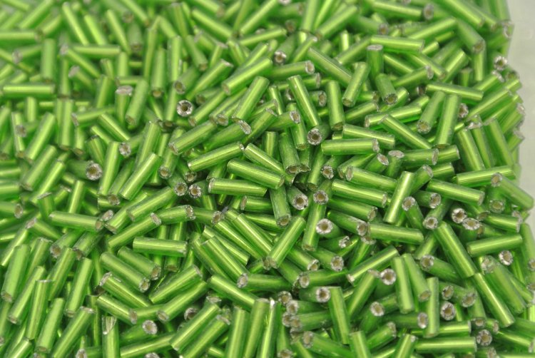 Buggle Beads 3"sizes #27 Metal Green 1/6Pound - Click Image to Close