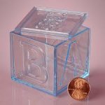 BSD #2635CB Baby Shower Transparent Blue Square Box(12pcs)