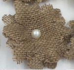 Burlap Flower w/ Pearl (12 PCS)