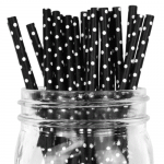 PPS1-56 Dot Paper Straws Black (20pcs)