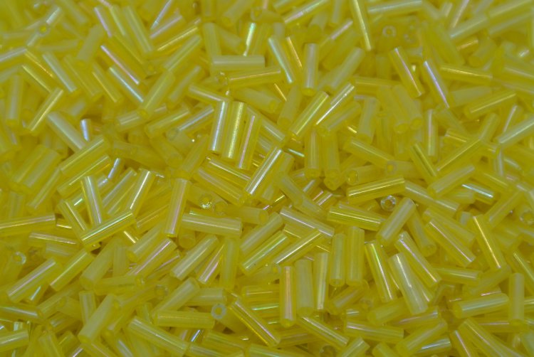 Buggle Beads 3"sizes #412 Transparent Yellow 1/6Pound - Click Image to Close