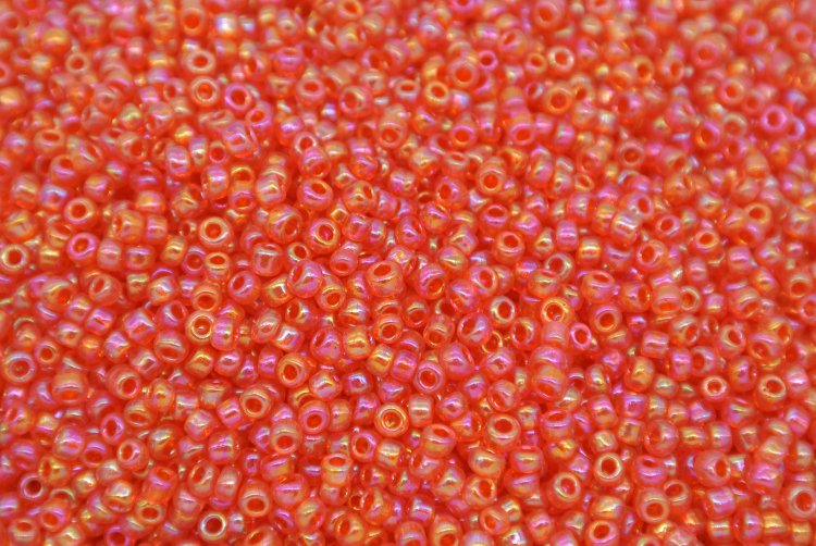 Seed Beads -11/0 size #410 Pearl Orange Red 1/6Pound - Click Image to Close
