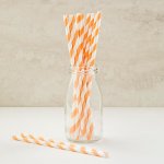 PPS3-15 Striped Paper Straw Orange (20pcs)