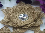 Burlap Flower w/ Rhinestone (12 PCS)