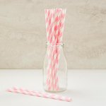 PPS3-11 Striped Paper Straw Pink (20pcs)