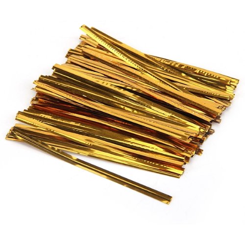 P1014GD Gold Metallic Twist Ties 4"(L) 4mm(W) (100pcs)
