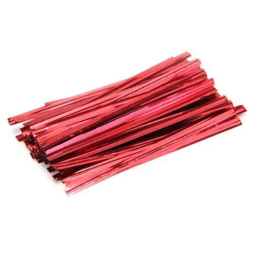 P1014R Red Metallic Twist Ties 4"(L) 4mm(W) (100pcs)