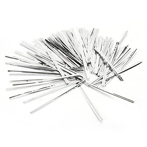 P1014S Silver Metallic Twist Ties 4"(L) 4mm(W) (100pcs)