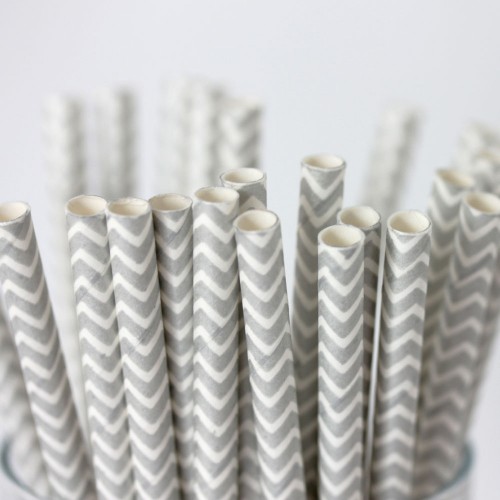 PPS2-84 Chevron Paper Straws Silver(20pcs)