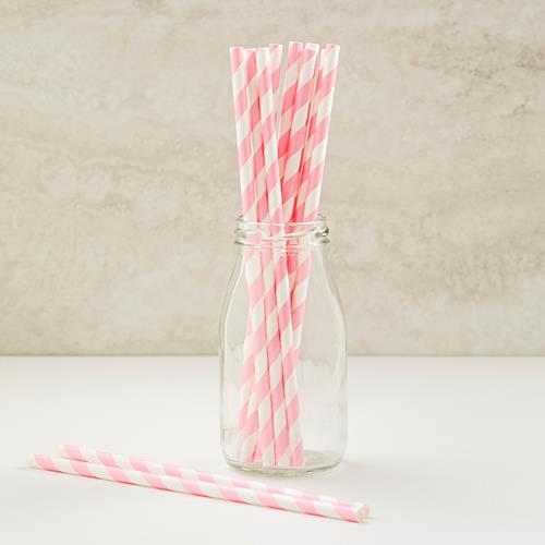 PPS3-11 Striped Paper Straw Pink (20pcs)