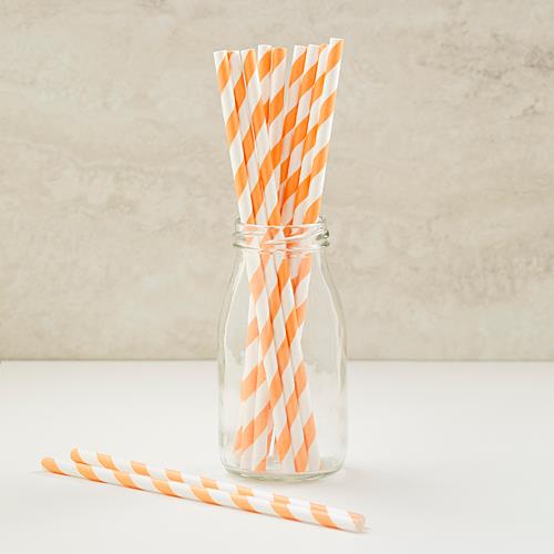 PPS3-15 Striped Paper Straw Orange (20pcs) - Click Image to Close