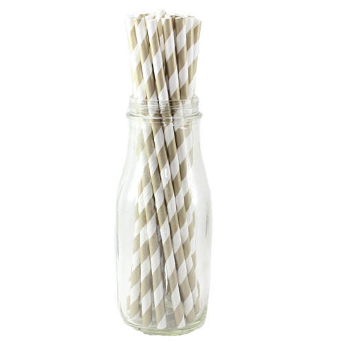 PPS3-28 Striped Paper Straw Gold (20pcs)
