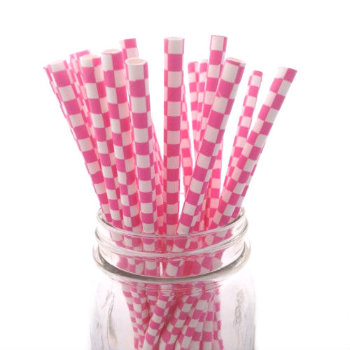 PPS6-176 Square Paper Straws Pink (20pcs)